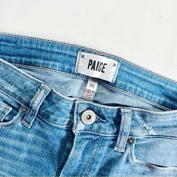 Paige Crop Destructed Hem Jeans Blue - Picture 6 of 6